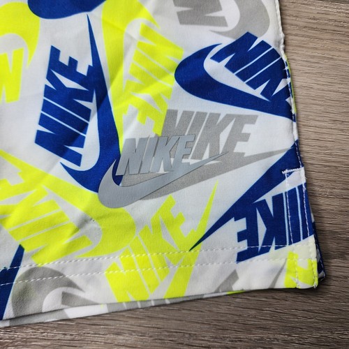 NIKE Boys Shorts Size Large White Gray Blue Volt Athleisure DA0853 100 - Picture 2 of 5