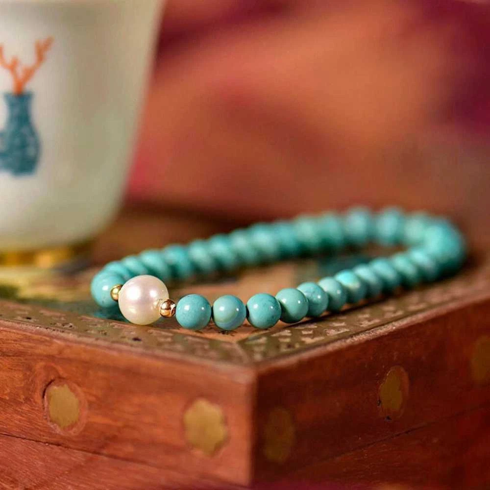 Turquoise and shop pearl bracelet