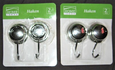 Home Ideas / 4 er-Set Haken Badezimmer / Handtuchhalter / ohne Bohren / chrom 