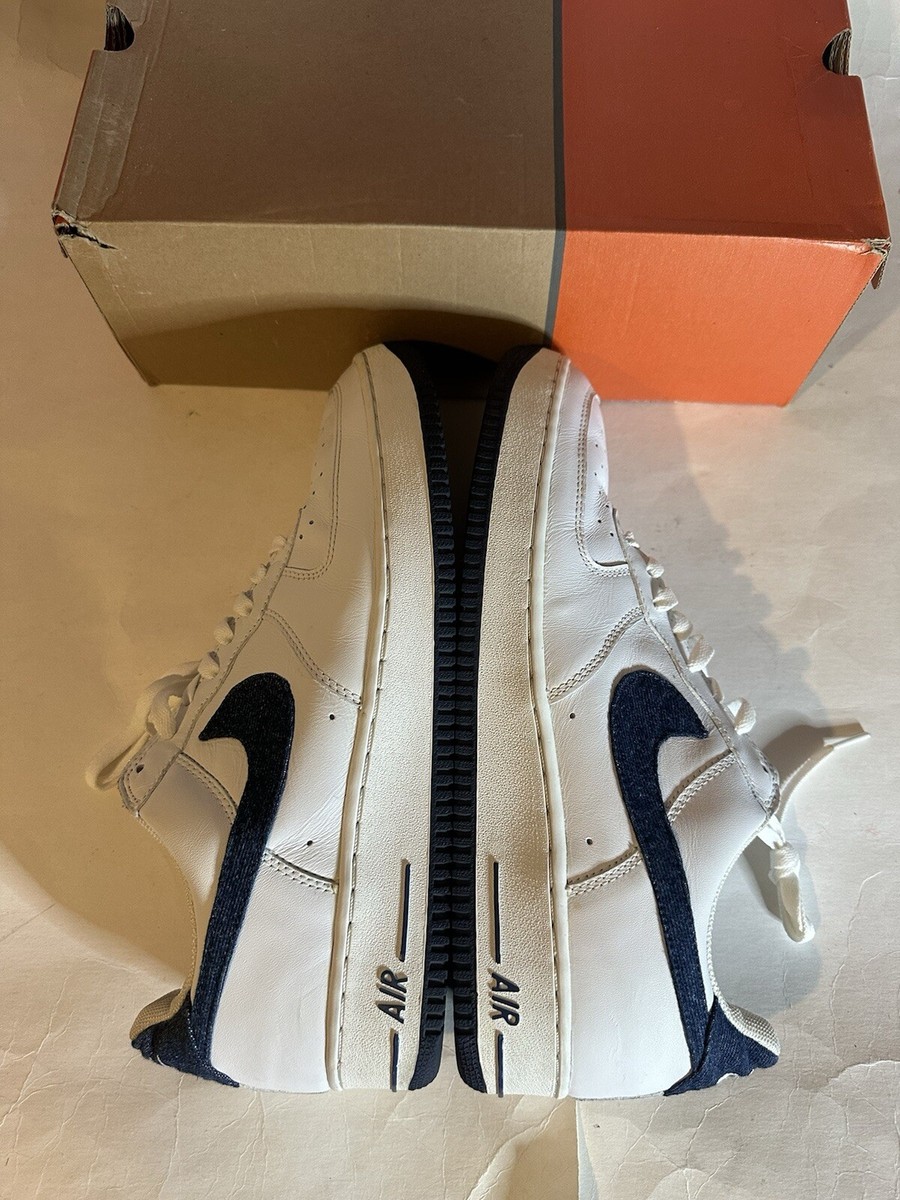 2002 Nike Air Force 1 Low White Midnight Navy Denim Swoosh 624040