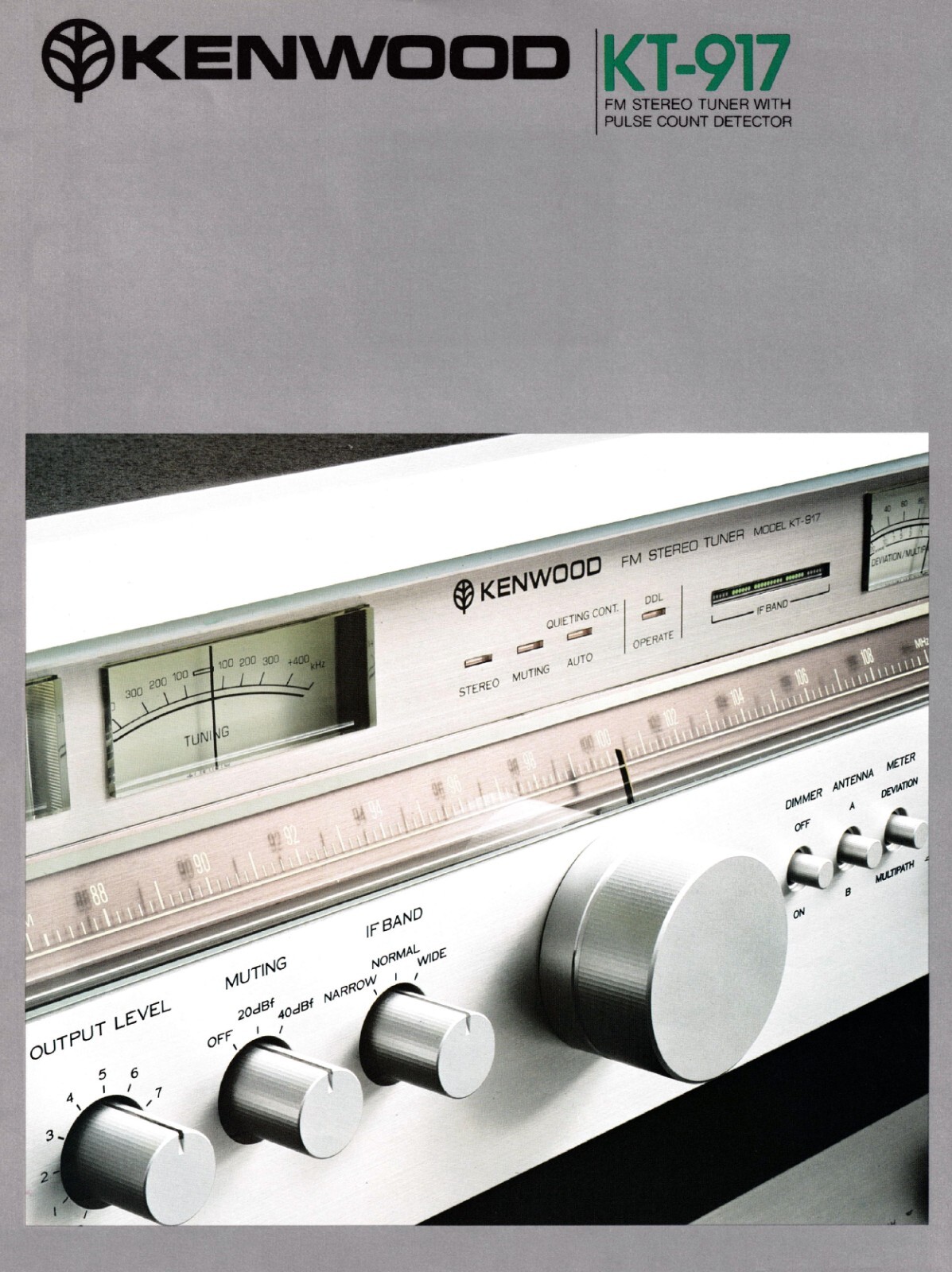 High resolution scans of the extra rare vintage Kenwood KT-917 tuner brochure