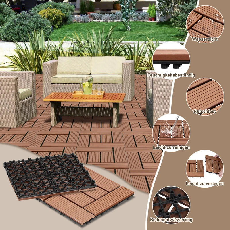 WPC Fliesen  30x30 cm / 30x60 cm Terrassenfliesen Klicksystem DIY Terassen 1-10㎡ - Bild 4 von 4