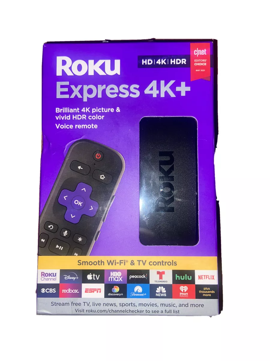 Roku Express 4K+ Streaming Player 4K/HD/HDR with Smooth Wi-Fi®, Premium  HDMI® Cable, Voice Remote