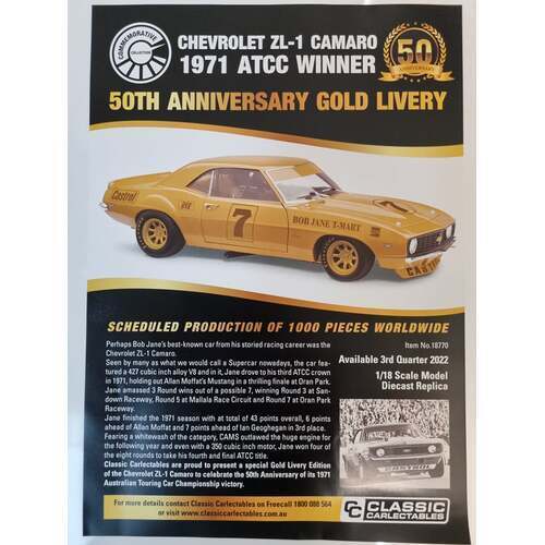 1:18 Bob Jane Chev ZL-1 Camaro 1969 #7 Classic Carlectables 18076 - Picture 2 of 3