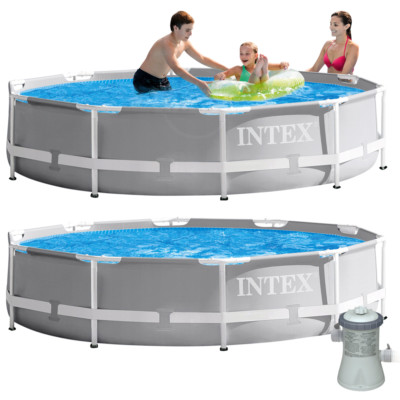 INTEX Frame Pool Swimming Pool mit Pumpe 305x76cm Schwimmbecken Stahlrohrbecken