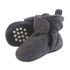 Luvable Friends Boy and Girl Baby Fleece Booties, Charcoal Heather