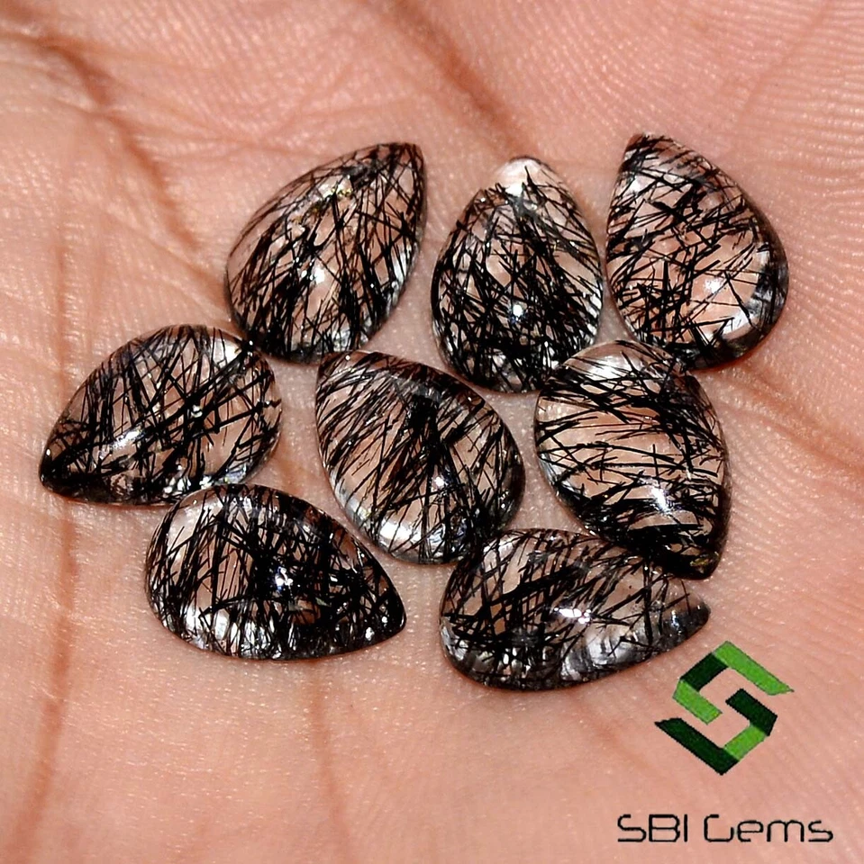 23,19 CTS Rutilo Natural Cuarzo Pera Cabujón 12x8 mm Lote 08 Piezas Piedras Preciosas Sueltas Foto 2 de 4