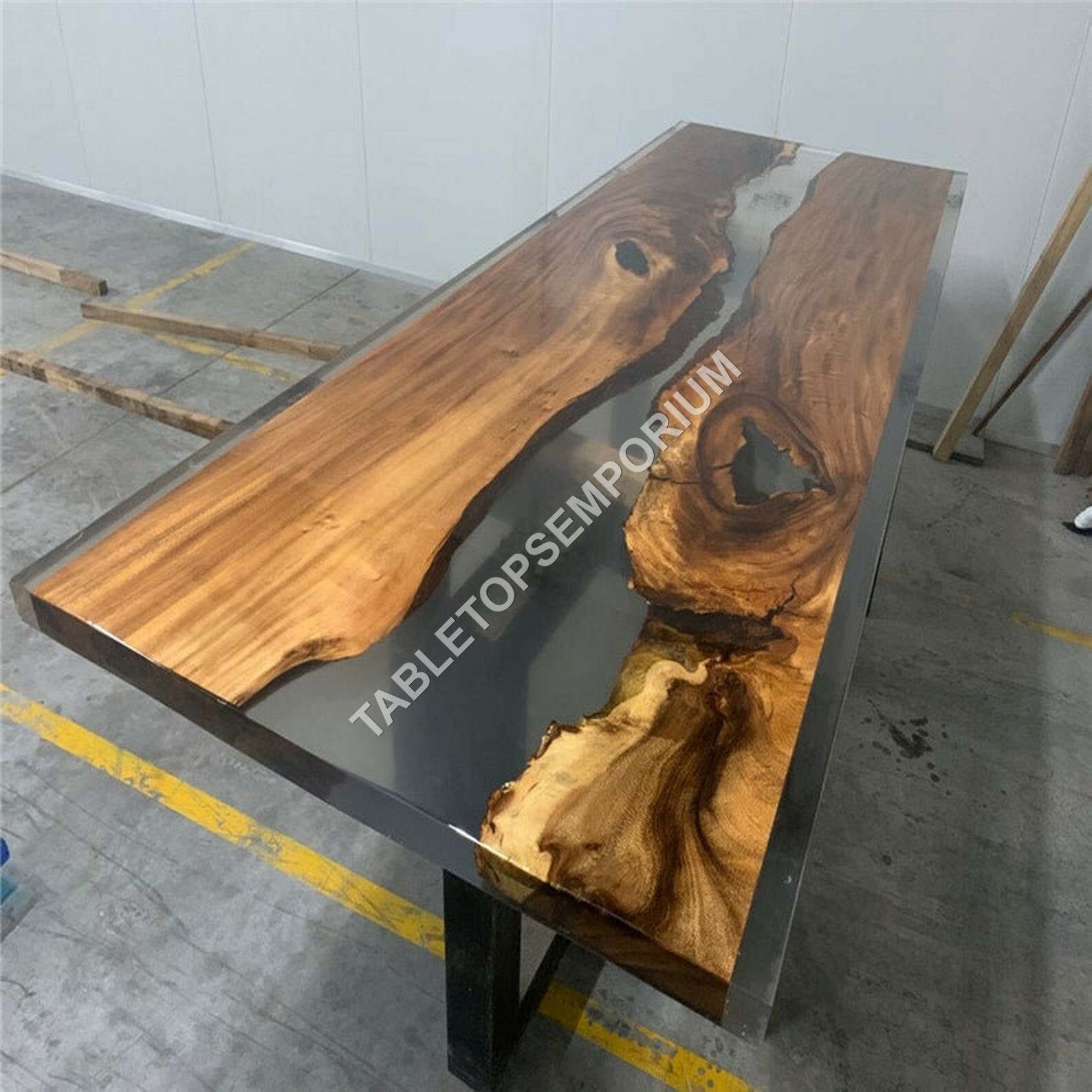 Epoxy Resin River Dining Custom Table Top Handmade Acacia Wooden Design Décor