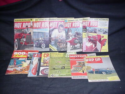 LOT OF 10 HOT ROD MAGAZINE MOTOR TREND LIFE HOP UP CAR CRAFT 50's 60's VINTAGE 