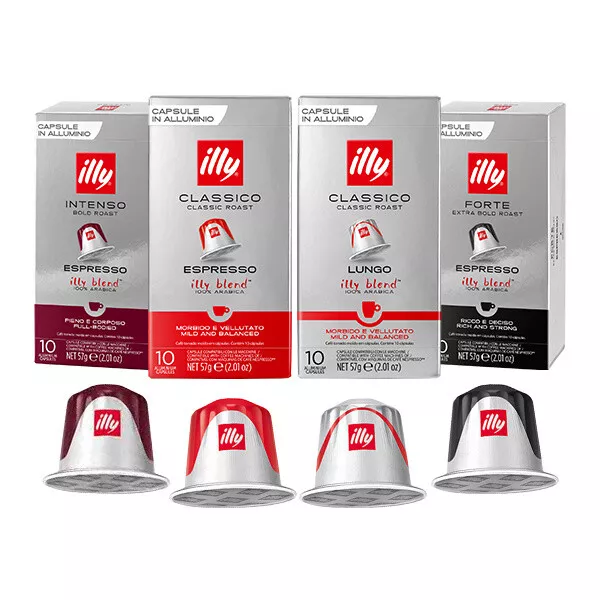 40 illy Espresso Capsules Compatible With Nespresso ESPRESSO  LUNGO.FORTE,INTENSO