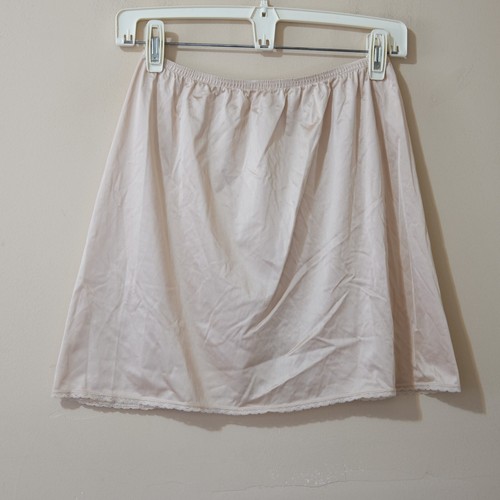 VANITY FAIR Beige Mini Half Slip Skirt Silky Nylon Ba… Gem