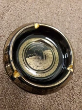 Vintage Handpainted Greek Parthenon Ashtray 24k Gold Made in Greece Ceramic 4.5"