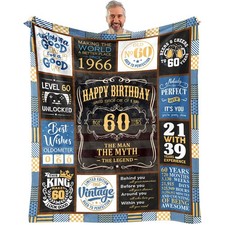 60th Birthday Gift Blanket For Men 1966 Birthday Gift Idea 60x50 Inch Dad