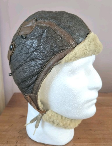ORIGINAL WW2 US ARMY AIR CORPS B-6 LEATHER SHEEPSKIN FLYING HELMET - Picture 2 of 20