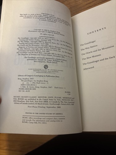 Dark Tower: The Gunslinger by Stephen King - 1st Plume Printing Paperback vtg - Picture 14 of 18