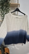 Womens Crochet Jumper Size 18 Summer Tye Dye Blue And Stone Colour.