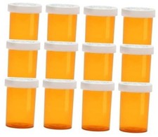 Empty Plastic Medicine Pill Bottles with Child Resistant Caps, 20 Dram Amber