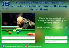 Coaching Gift Certificate 2 Hours (snooker)