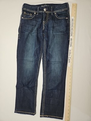 Silver Suki Capri Women's 30x25 Dark Blue Thick Stitching