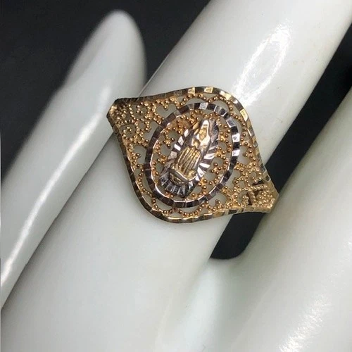 9207 Vermeil Gold over 925 signed BSI Vintage Mary mother ring sz 9  1.5grams