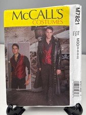 McCall s M7821 Mens Pirate Coat Costume Sewing Pattern Size 46-48-50-52 Uncut
