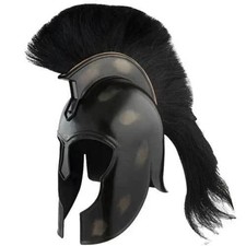 Achilles TROJAN War Helmet Replica Myrmidon 18ga CARBON STEEL Black Plume