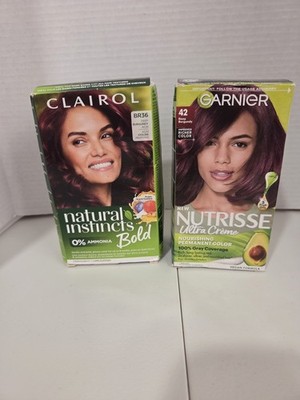 2 boxes of Permanent Hair Color  Clairol & Garnier deep burgundy 