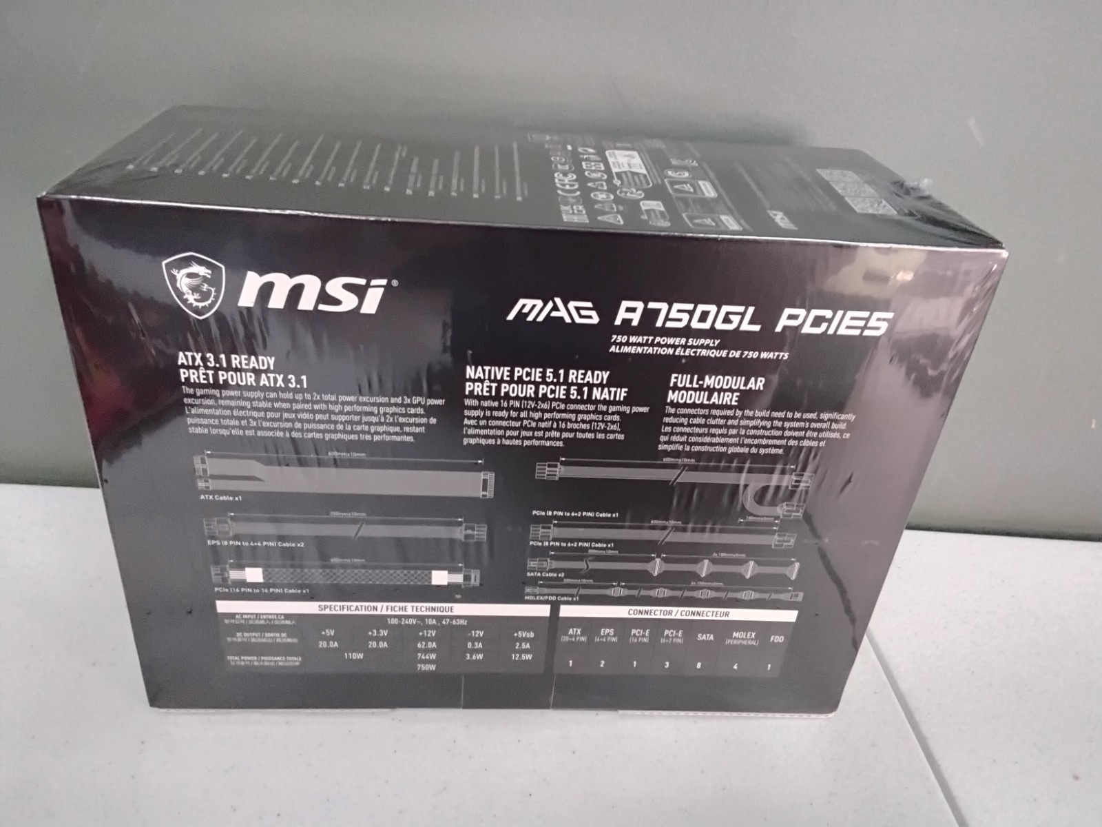 MSI MAG A750GL PCIE 5 750W ATX 3.1 Full Modular 80 Gold Gaming 2