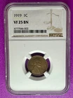 1919 1c Lincoln Wheat Cent NGC VF25BN (002)