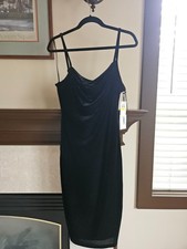 1. State Little Black Slip Dress, Velvet, Drape Neck, Adj. Straps, Medium, NWTs