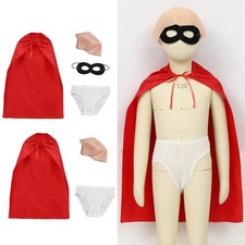 Adult Kids Halloween Self-tied Strap Cape Realistic Mask Disposable Shorts Party