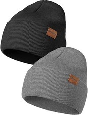 2 Gorros Modernos Negro y Gris Set Para Frios Invierno de Hombres Mujer Unisex