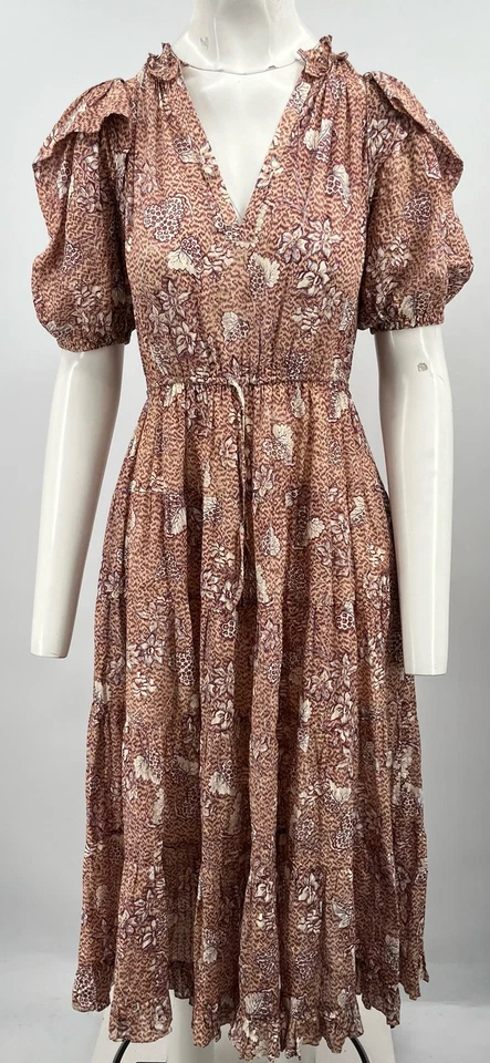 Vestido midi manga corta estampado floral Ulla Johnson 'Ava' talla 4 Foto 2 de 4