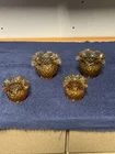 Lot of 4 Vintage FENTON AMBER GLASS BASKET Vase, Dish! B1