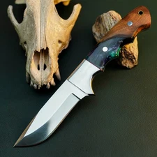 Gift-Ready 9.2" Damascus / Steel Knife Full Tang Hunt it Hunt + Leather Sheath