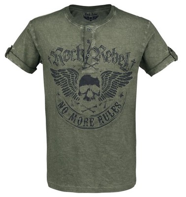 Rock Rebel by EMP Herren grünes T-Shirt mit Knopfleiste
