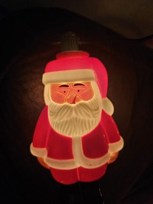 Blow Mold Plastic 10 Light String Santa Lights Christmas Holiday Decor