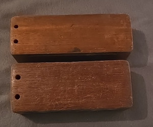 Unbranded Percussion Wood Block Musical Instrument Vtg Set of 2 one 7" one 6.5"