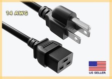 NEMA 5-15P to C19 Heavy Duty Power Cord, 14 AWG, SJT, 15A/125V