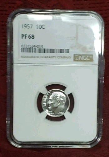 1957 Roosevelt Dime Proof Silver NGC PF68, Free Shipping