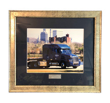 1990s Melton Truck Freightliner Semi Truck Tulsa Skyline Framed Photo 19.5 x 22"