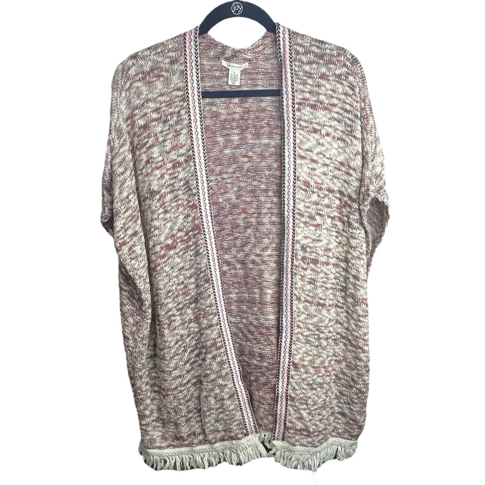Westbound Women’s L Knit Shawl Cardigan Poncho Fringe Tribal Boho Multicolor