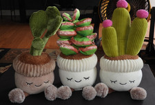 3 Greenhouse Russ Plants Jazwares Succulents  Cactus Sitting Stuffed Plush 12"
