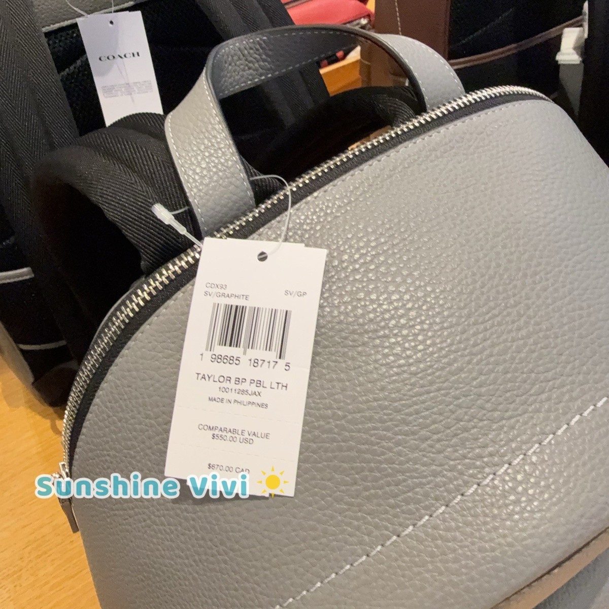 NWT Coach Taylor Backpack In refined Pebble Leather CDX93 Silver