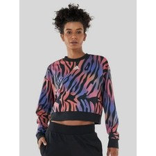 Adidas Womens Tiger Print Cropped Sweatshirt Vibrant Multicolored Sz Large