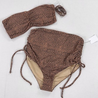 A Pea In The Pod Maternity Women's Cheetah Convertible 2pc Bikini Small Brown 