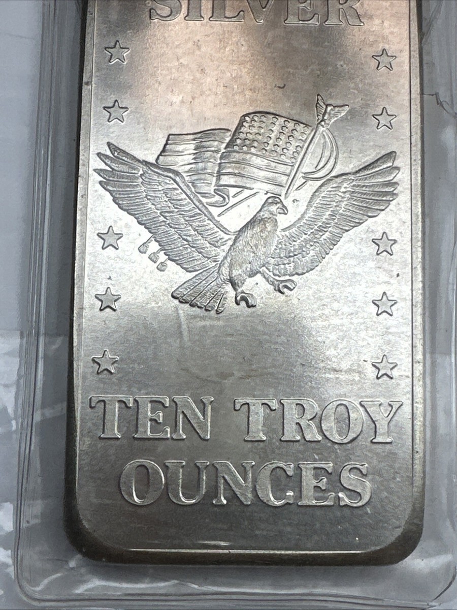 US Assay Office 10 oz .999 Silver Bar US Strategic Stockpile 1981