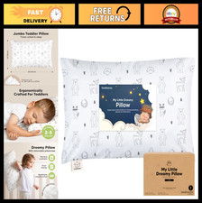 Soft Organic Cotton Toddler Pillow 14x20 - Jumbo, Machine Washable, Travel Frien