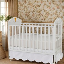 Scallop Edge Cotton Crib Skirt Bedskirt Baby Nursery Crib Bed Skirt Boho Bohe...