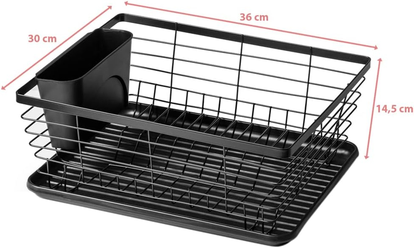 Scolapiatti Acciaio Nero Antiruggine - Rack Professionale con Scolo - 4